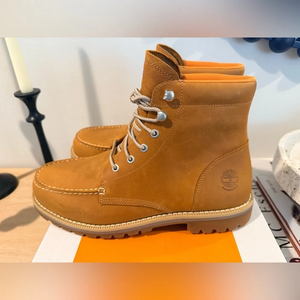 Timberland Waterproof Boots Wheat Full Grain Leather Size 10 NIB - Picture 3 of 6